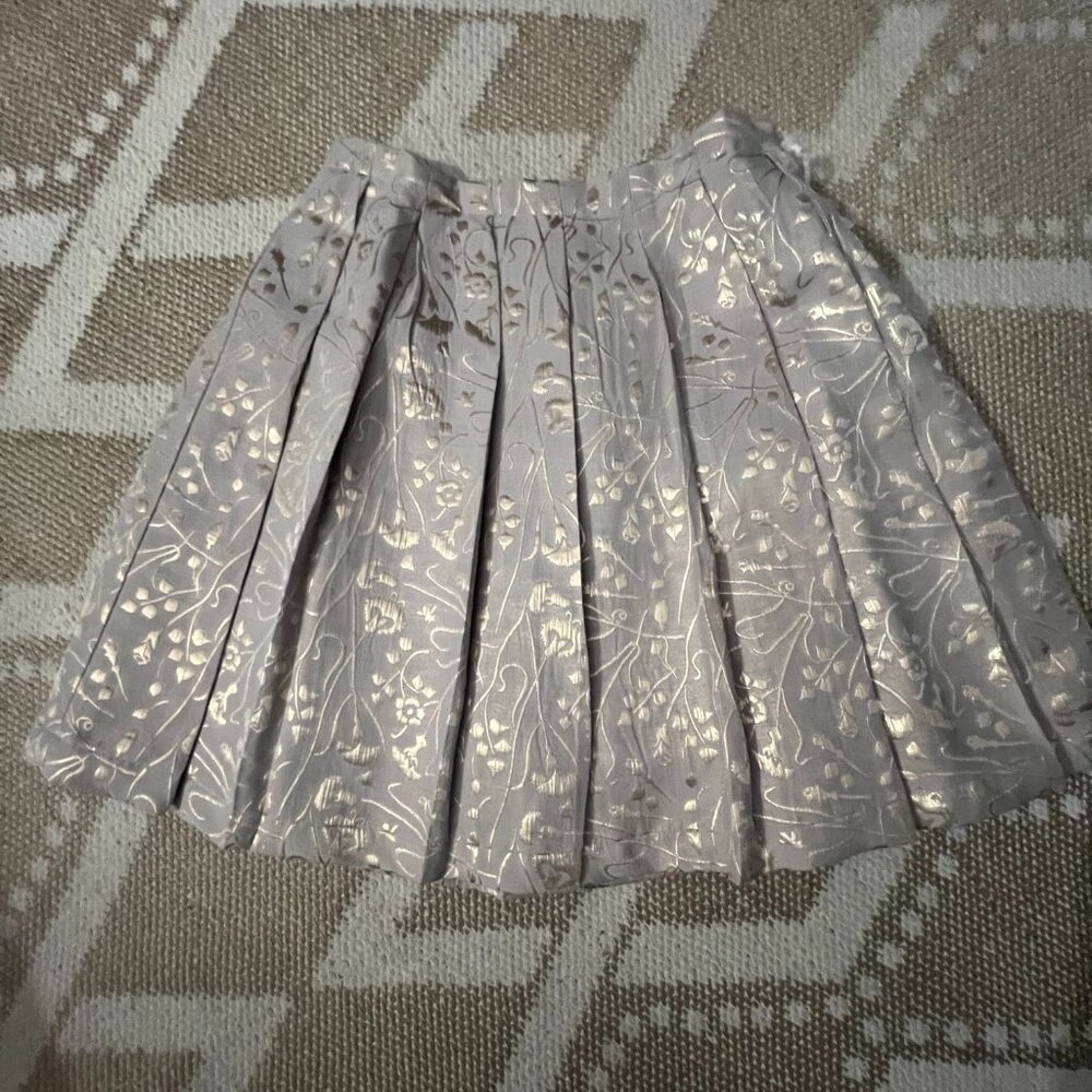 Isaac Mizrahi for Target Metallic Floral Pleated Skirt – Silver/Gray